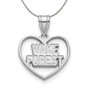 Sterling Silver Wake Forest U. Heart Pendant Necklace - 24 Inch